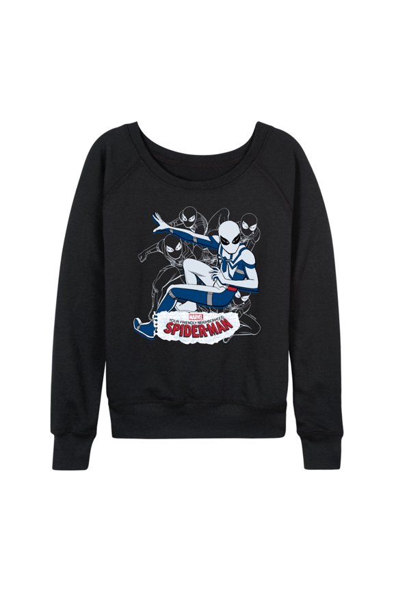 - Ozcorp Spiderman Line Cluster - Women's French Terry Long Sleeve Pullover