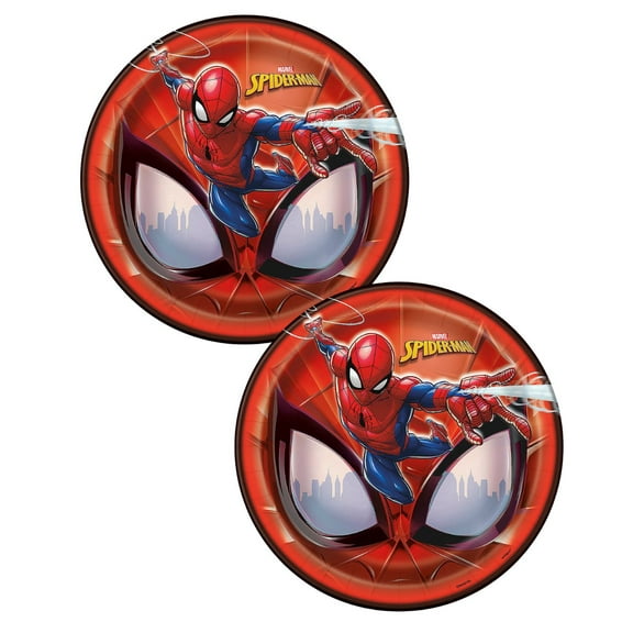 Spider-Man Party Plates 2 Pack  8.875 Inch Round Paper Plates, 8 Count per Pack (16 Total)