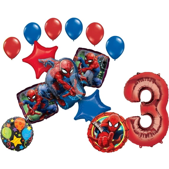 Spider-Man Party Supplies 3rd Birthday Balloon Bouquet Decorations