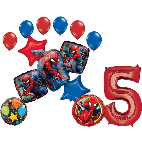 Spider-Man Party Supplies 5th Birthday Balloon Bouquet Decorations