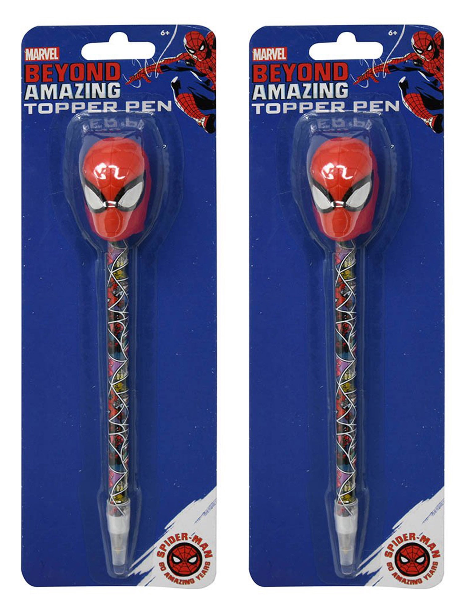 Marvel Spider-man Decorative Graphic Multicolored Pens Set of 2 Black Ink