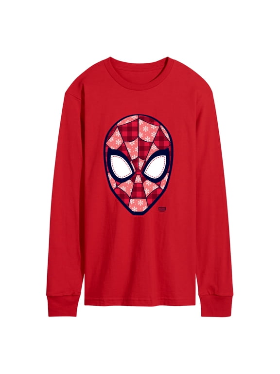 - Plaid & Snowflake Pattern Men's Long Sleeve Graphic T-Shirt