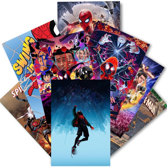 Spider-Man Poster Set 8 Pcs - 11.5x16.5 Inch Promo Art Wall Decor Prints, TV Show Merchandise Gift for Fans