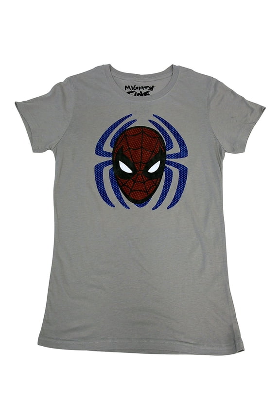 Spider-Man Sense Spider Face Distressed Cement Gray Juniors T-Shirt