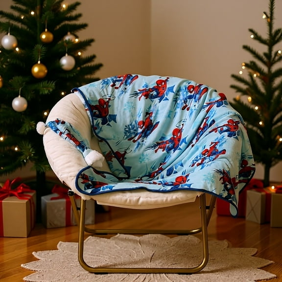 Spider Man Spidey Storm Christmas, Kids Silk Touch Throw and Matching Santa Hat, Blue, 40 " x 50"