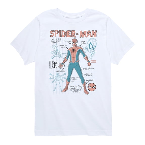 Spider-Man - Sketchy Schematic - Youth Boys Short Sleeve Graphic T-Shirt