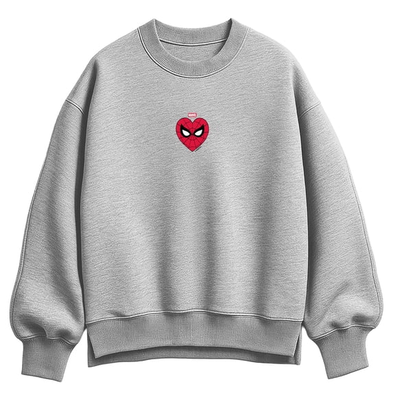 Spider-Man - Small Heart Oversized Fleece Crew Sweatshirt