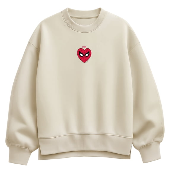 Spider-Man - Small Heart Oversized Fleece Crew Sweatshirt