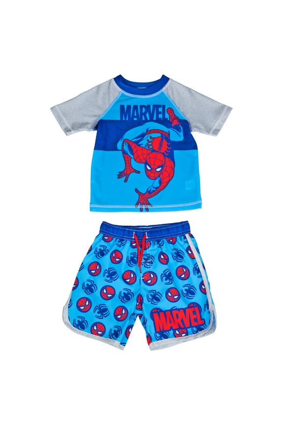 829849-toddler2t Spider-Man Character & Symbols Toddler Swimshorts & Rashguard Set - Toddler 2T
