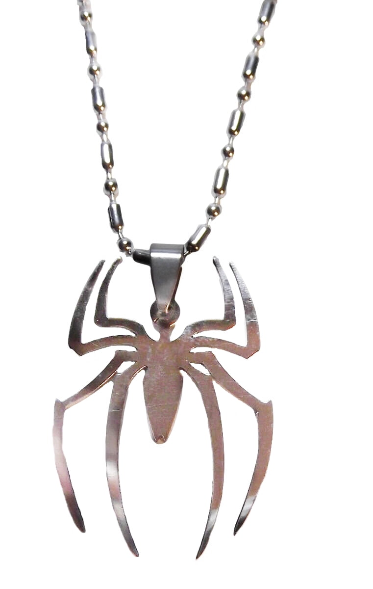 SPIDERMAN NECKLACE Silver Spider Logo Pendant & Chain | eBay