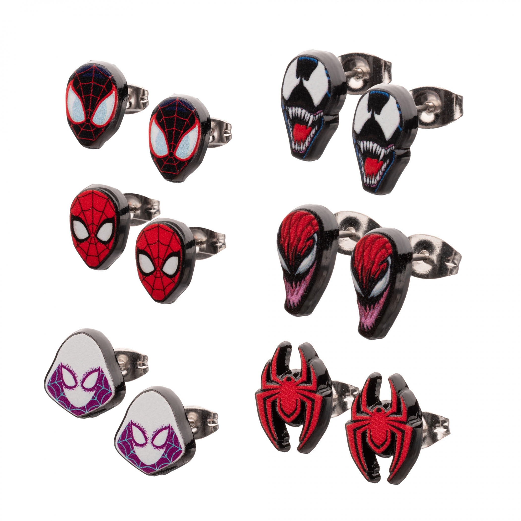 Spider-Man Spider-Verse 6 Pack Stud Earring Set