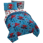 Spider-Man Spidey 4 Piece Kids Twin Bed Set, 100% Microfiber, Blue, Marvel
