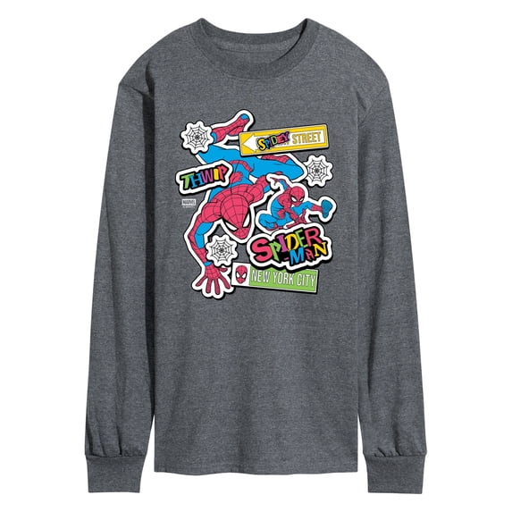 Spider-Man - Spidey Bright Stickers - Men's Long Sleeve Graphic T-Shirt