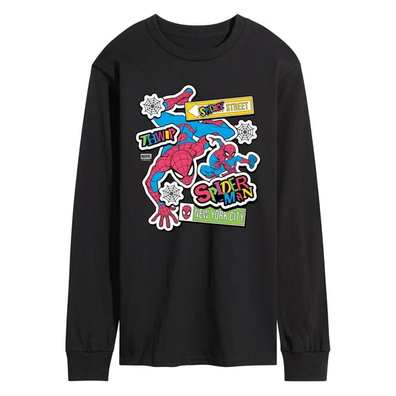 Spider-Man - Spidey Bright Stickers - Men's Long Sleeve Graphic T-Shirt
