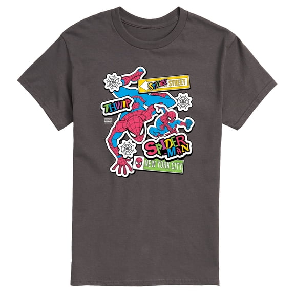 Spider-Man - Spidey Bright Stickers - Men's Short Sleeve Graphic T-Shirt