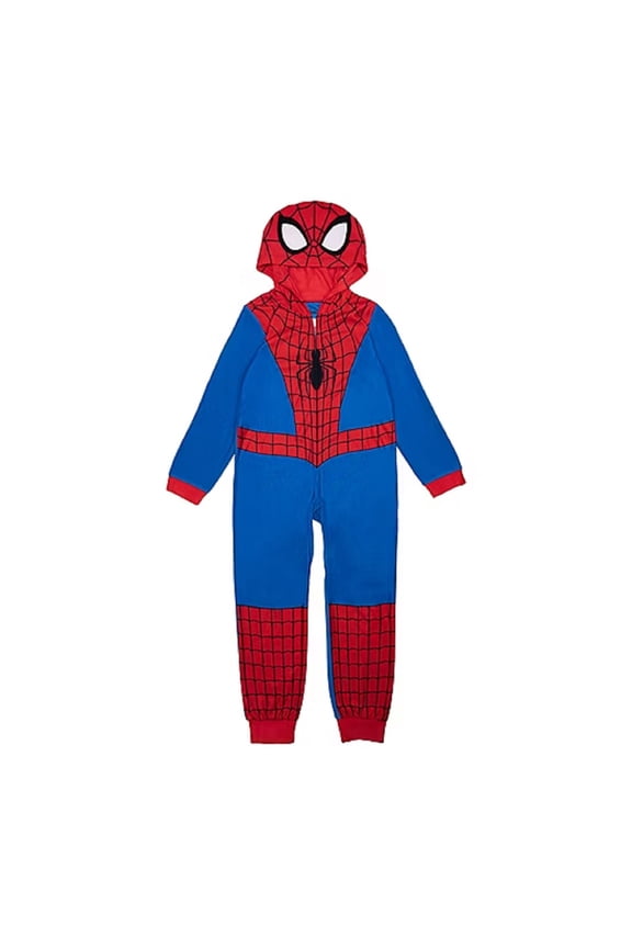 Spider Man Spidey One Piece Union Suit Pajamas, Blue/Red, Size 4