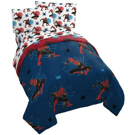 Spider-Man Spidey Superhero 5 Piece Full Bed Set W/Tote Bag, 100% Microfiber