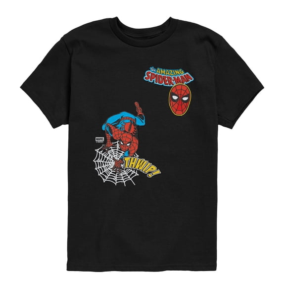 Spider-Man - Spidey Thwip Faux Patch - Youth Boys Short Sleeve Graphic T-Shirt