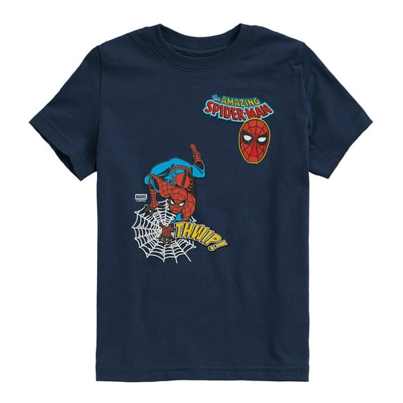 Spider-Man - Spidey Thwip Faux Patch - Youth Boys Short Sleeve Graphic T-Shirt