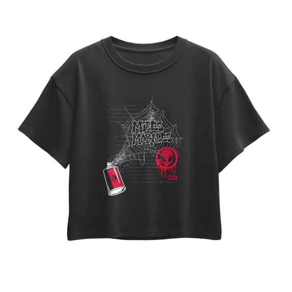 Spider-Man - Spray Can Web Miles Morales Short Sleeve Boxy Graphic T-Shirt