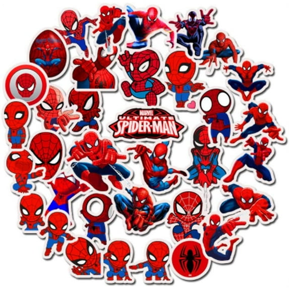Spider Man Stickers for Child,Marvel Waterproof Vinyl Stickers for Laptop, Luggage, Skateboard, Water Bottle,Cars, Guitar, Phone, Water Bottles,Cute Trendy (35PCS)