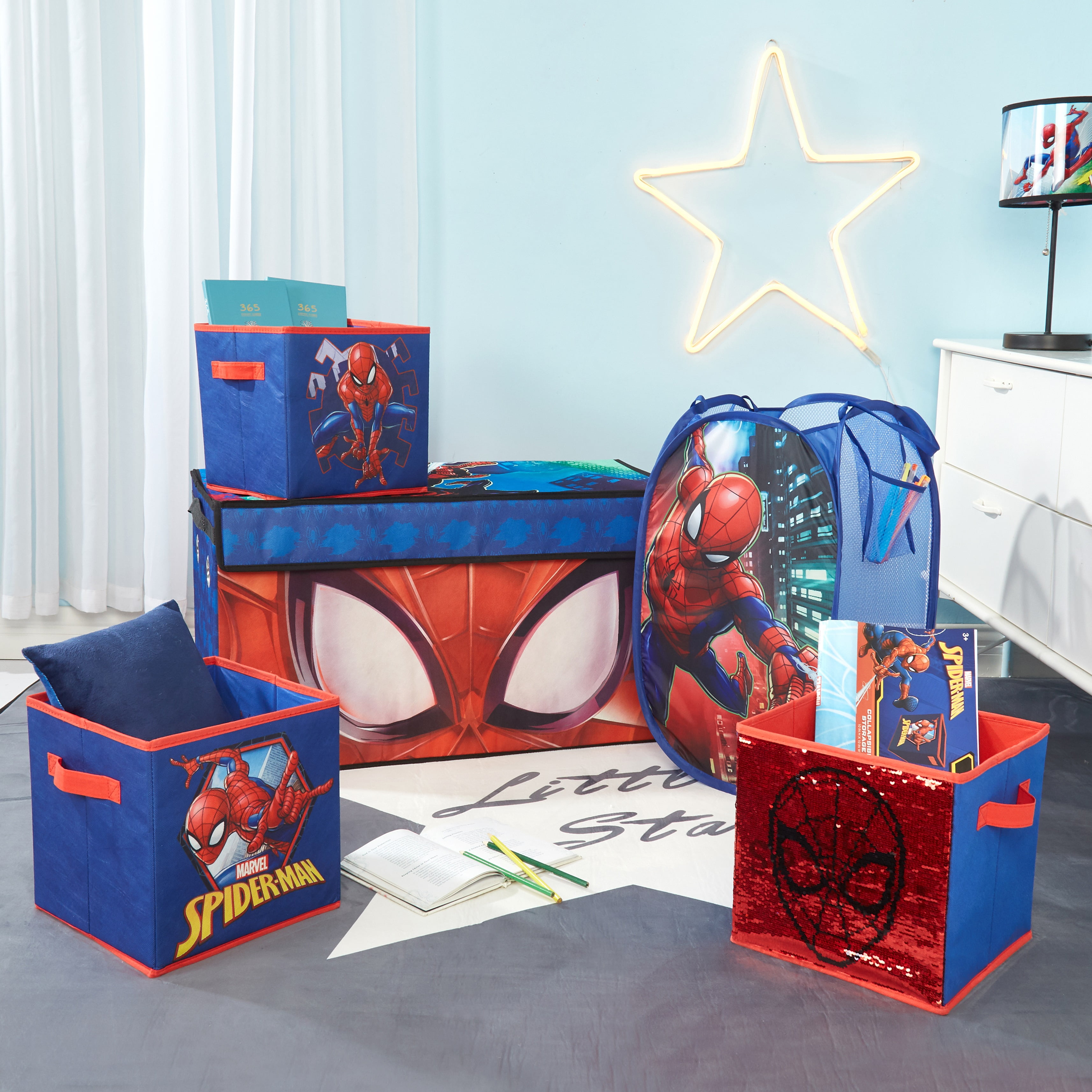 Spider-Man Storage Set (Trunk, 2 pack cubes, Sequin Cube and
