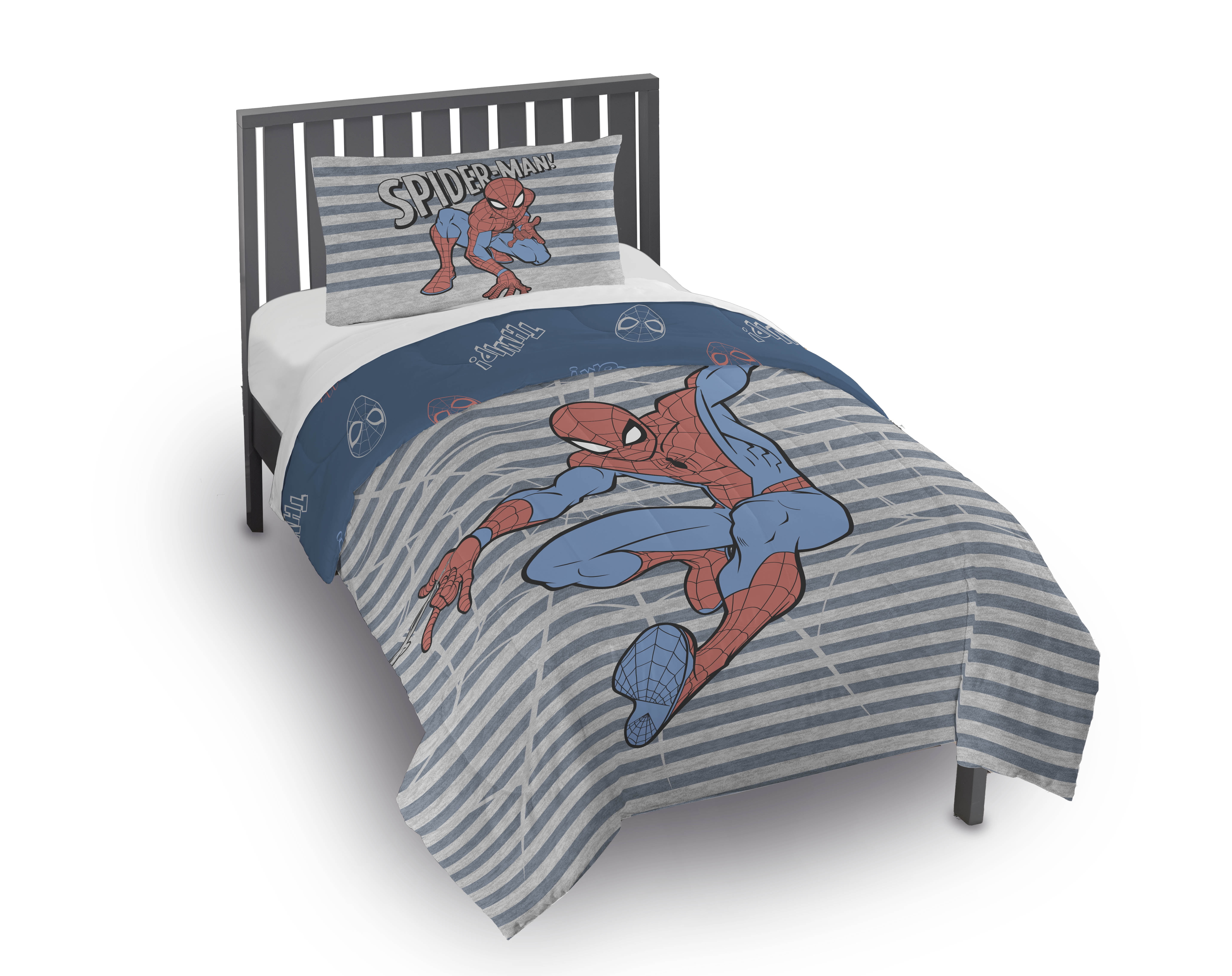 Marvel SpiderMan Striped 2Piece Reversible Comforter and P