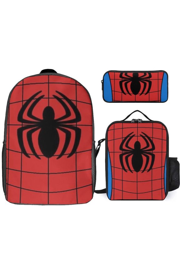 Spider Man Suit Logo 3pcs/Set Student Travel Bags Laptop Daypack Backpack Shoulder Bag Pencil Case