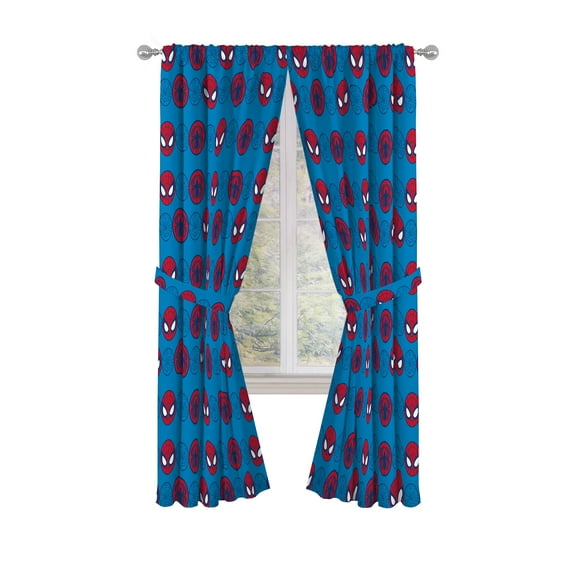 Spider-Man Super Hero Adventures Drapes Blue Spider-Man Curtains, 63 in x 63 in (2 Panels)