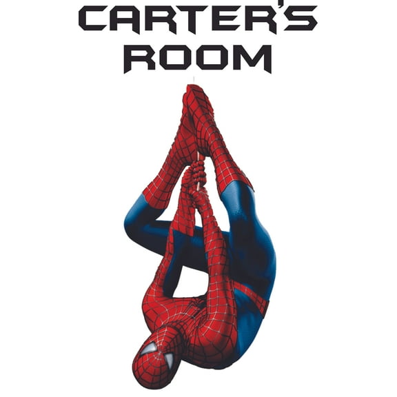Spider Man Superhero Cartoon Character Vinyl Customized Name Wall Decal - Custom Vinyl Wall Art - Personalized Name - Baby Girl Boy Kid Bedroom Decal Room Sticker Decoration Size (40x35 inch)