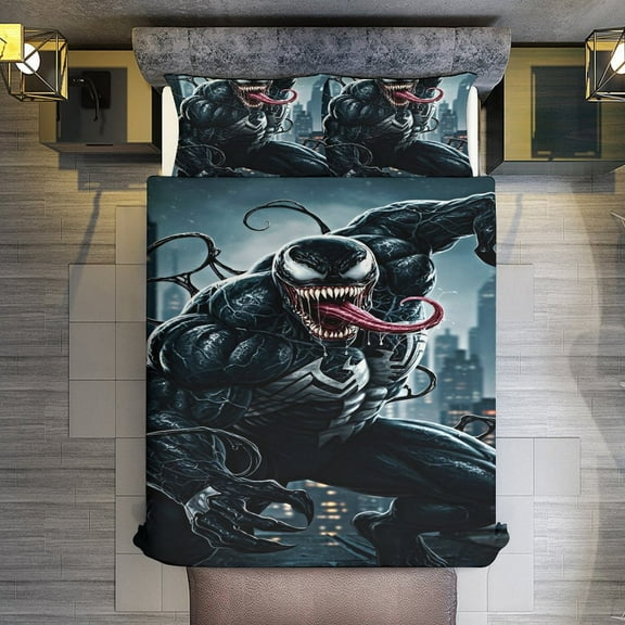 Spider-Man Titan Hero Series Venom Bed Sheet Set for Kids Boys Girls,Queen Sheet Set,Duvet Cover,Bed Sheets,Decor Bed Cover Bedroom Collection 3Pcs Full Size,86"x70"