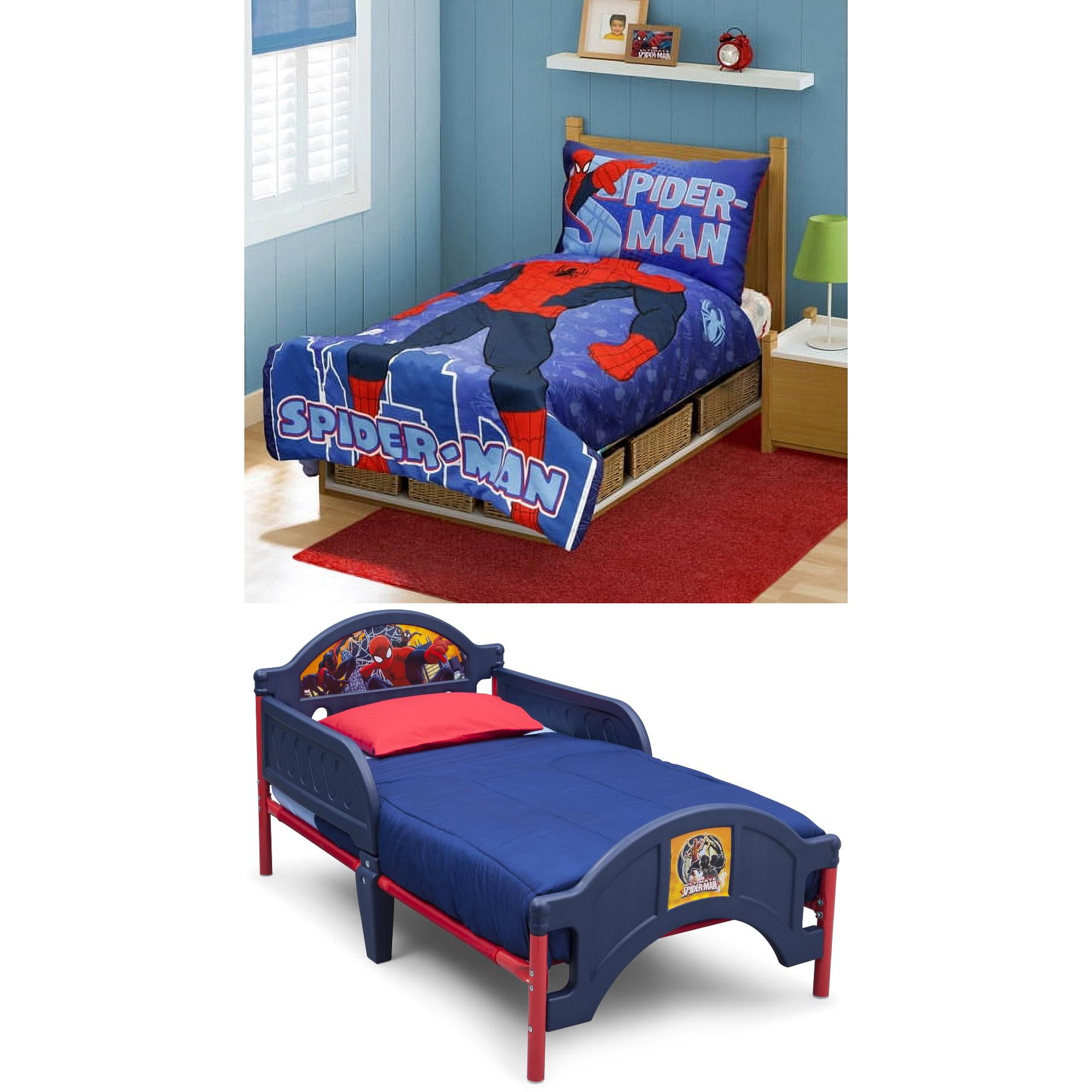 SpiderMan Toddler Bed and Bedding Value Bundle