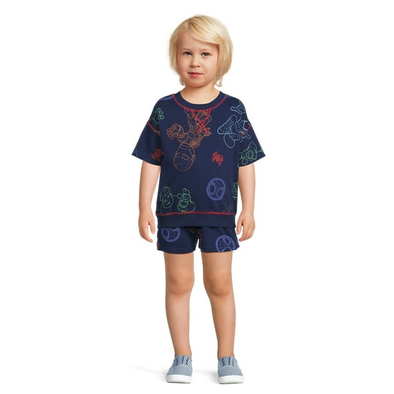 Spider-Man Toddler Boy All Over Print Top and Shorts Outfit Set, 2 Pieces, Sizes 2T-5T