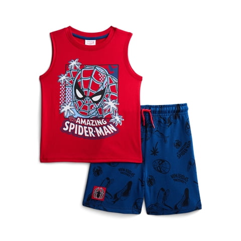 Spider-Man Toddler Boys Graphic Tank Top and Matching Allover Print Shorts Set, 2-Piece, Sizes 12M-5T