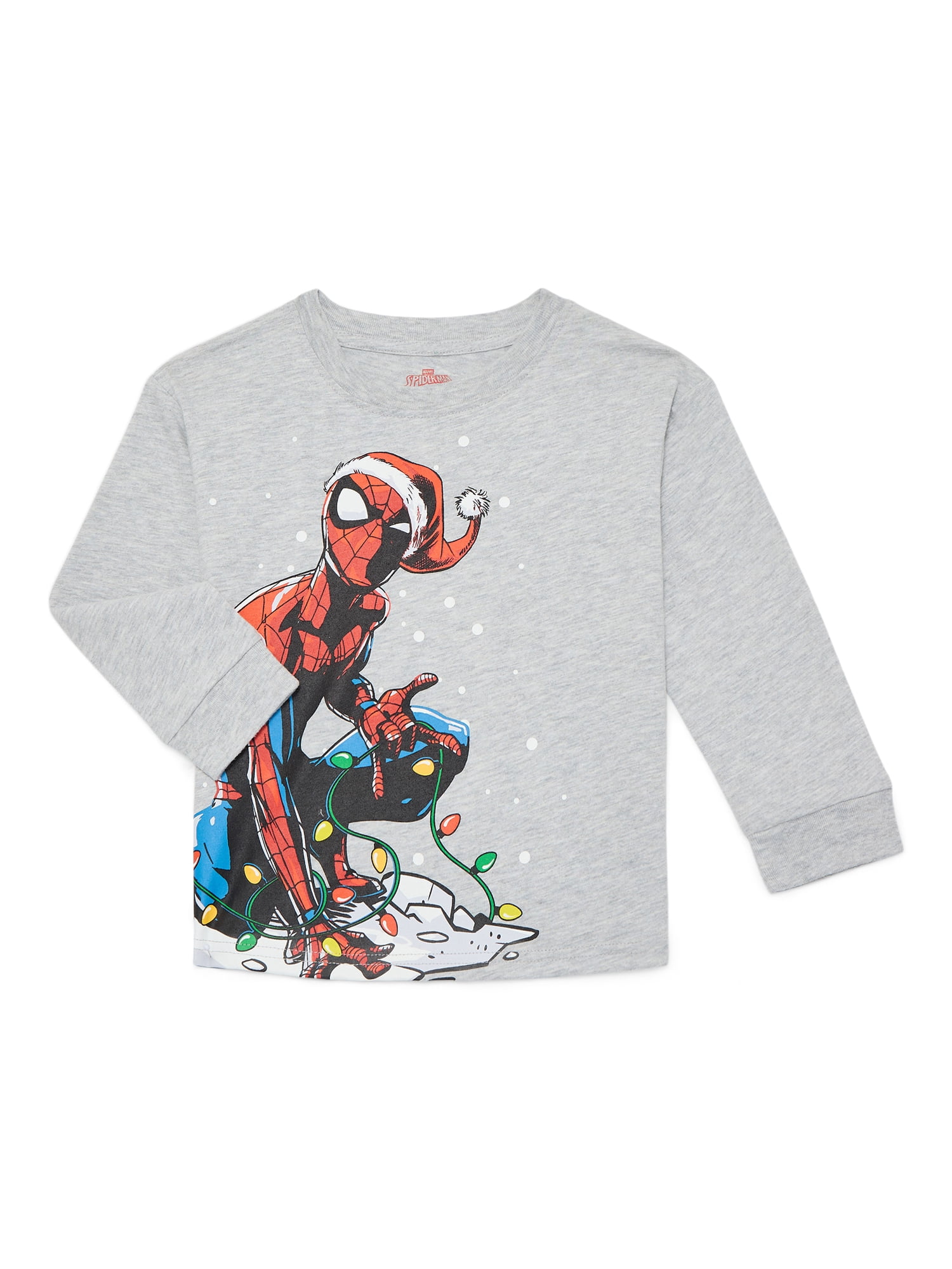 Spider-Man Toddler Boys' Christmas Graphic Tee with Long Sleeves, Sizes 12M-5T