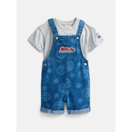Mickey Mouse Spider-Man Toddler Boys T-Shirt and Cotton Shortalls Set, 2 Piece, Sizes 12M-5T