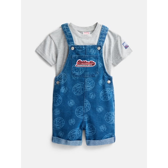 Spider-Man Toddler Boys T-Shirt and Cotton Shortalls Set, 2 Piece, Sizes 12M-5T