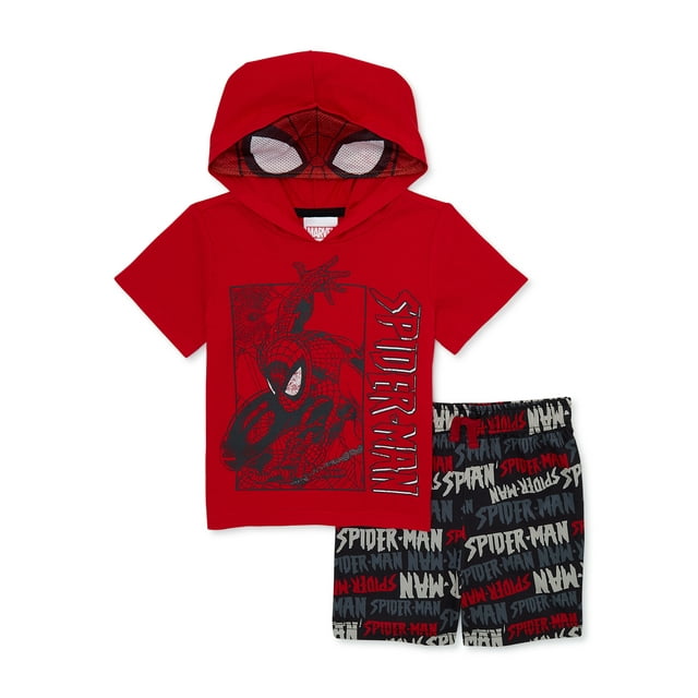SpiderMan Toddler Boys Cosplay Hooded Top and Shorts Set, 2Piece