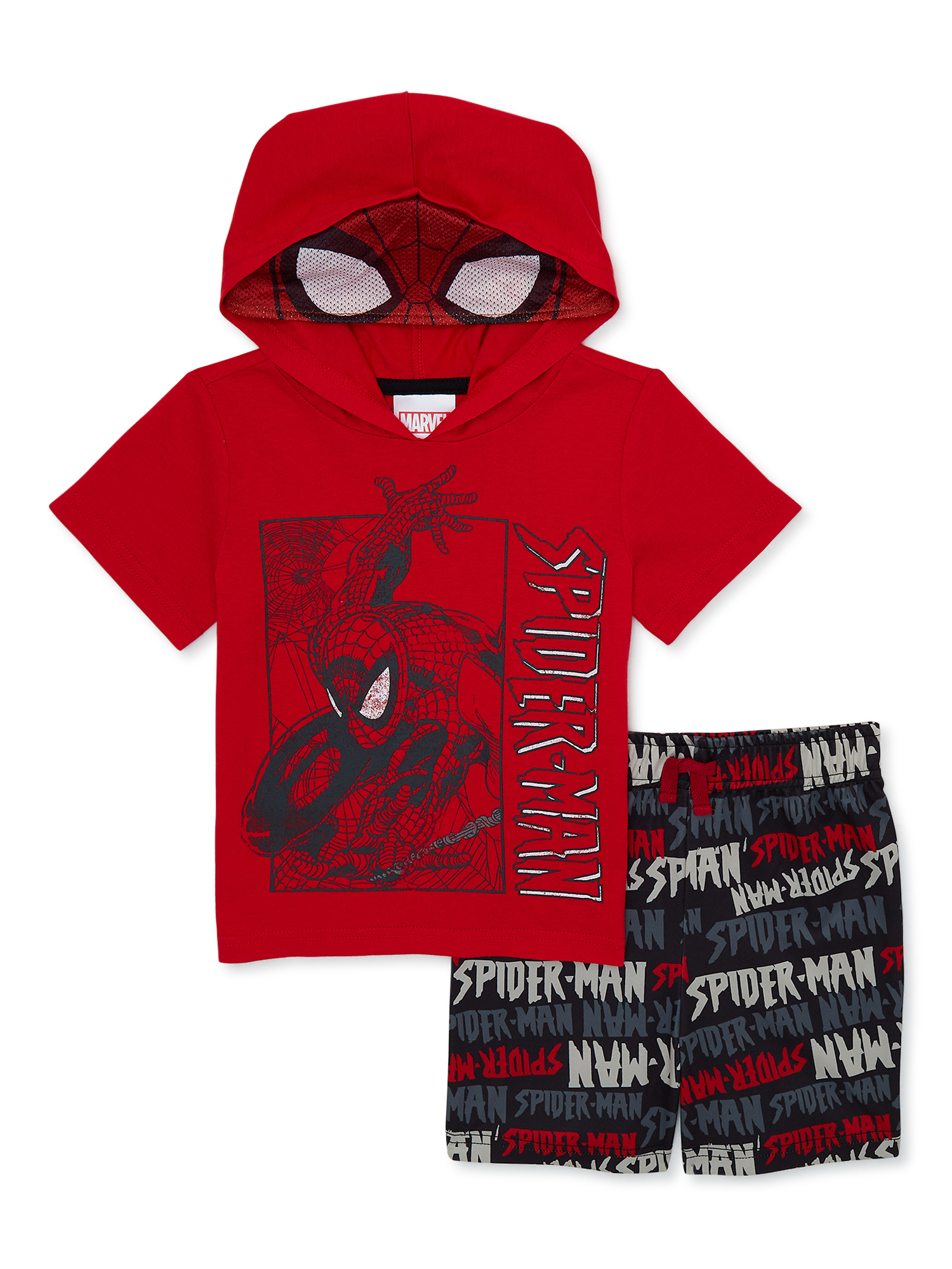 Spider Man Toddler Boys Cosplay Hooded Top And Shorts Set 2 Piece 