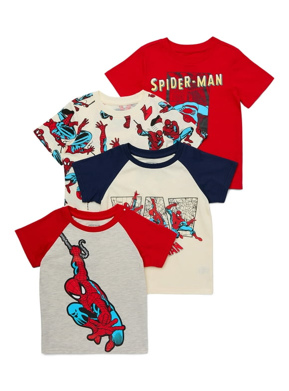 Spider-Man Toddler Boys Graphic Print Raglan Tees, 4-Pack, Sizes 2T-5T