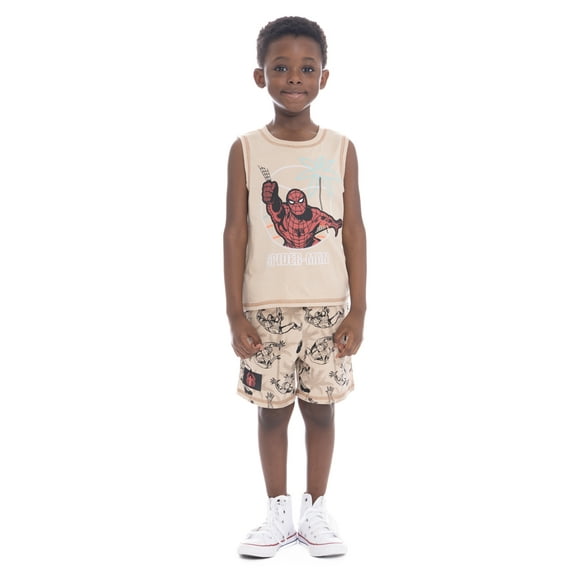 Spider Man Toddler Boys Graphic Print Tank Top and Shorts Set, 2-Piece, Sizes 12M-5T