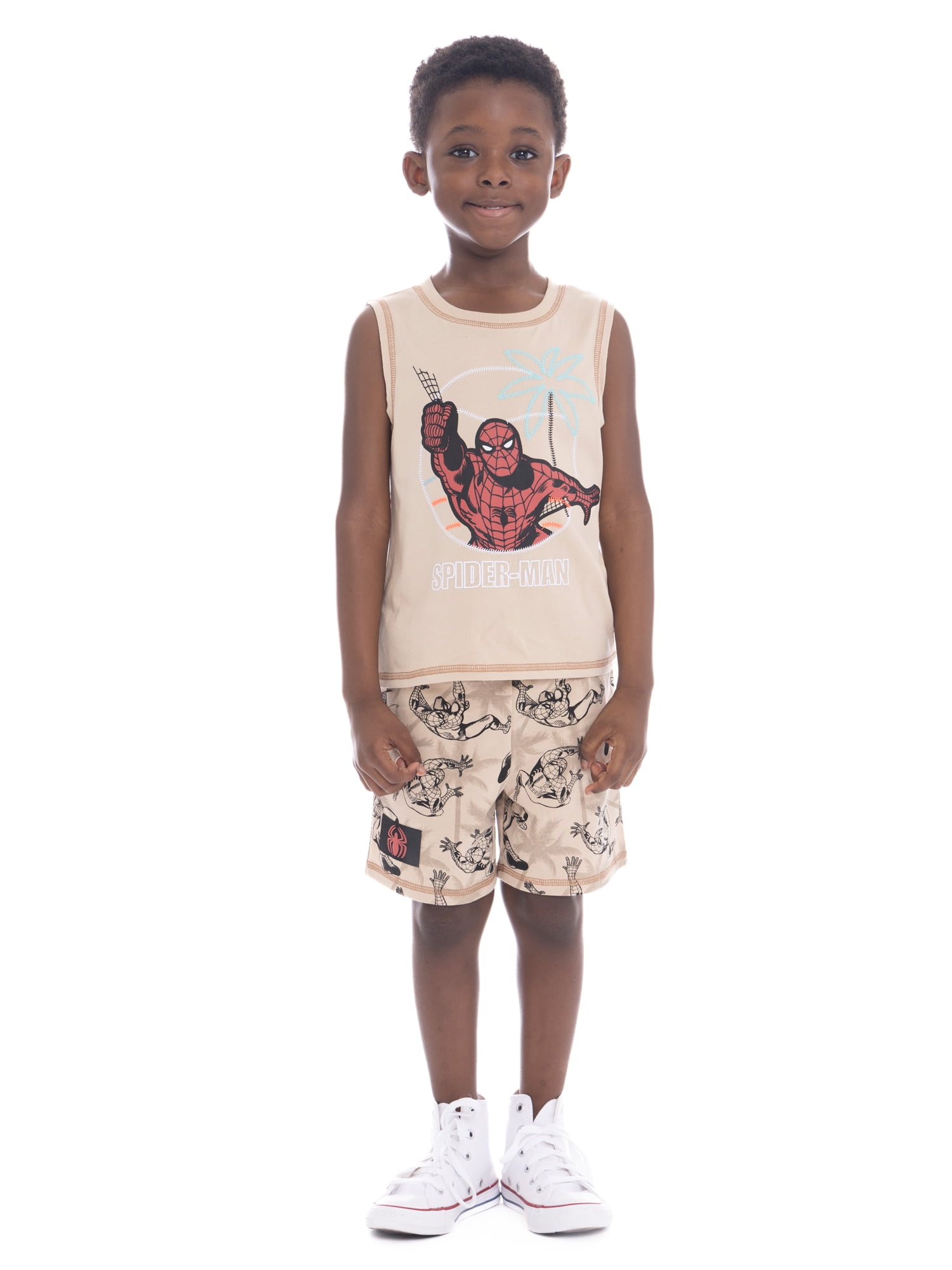 Spider Man Toddler Boys Graphic Print Tank Top and Shorts Set, 2-Piece, Sizes 12M-5T