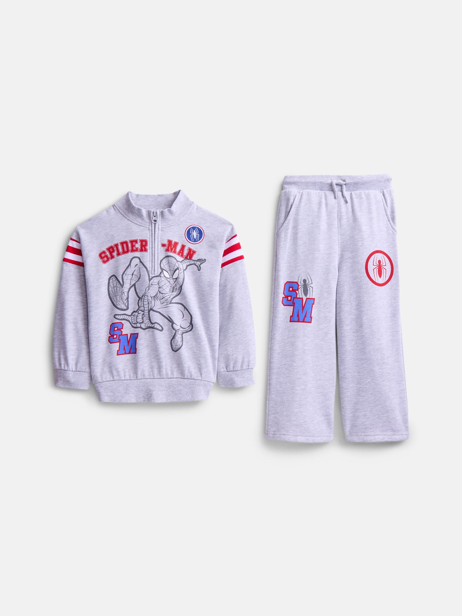 Spider-Man Toddler Boys Quarter Zip Pullover and Pants Set, 2-Piece, Sizes 12M-5T
