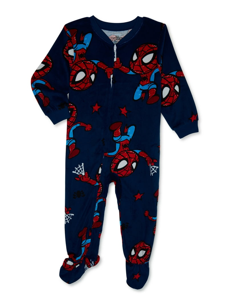 Spider-Man Toddler Boys One Piece Sleeper Pajamas, Sizes 12M-5T