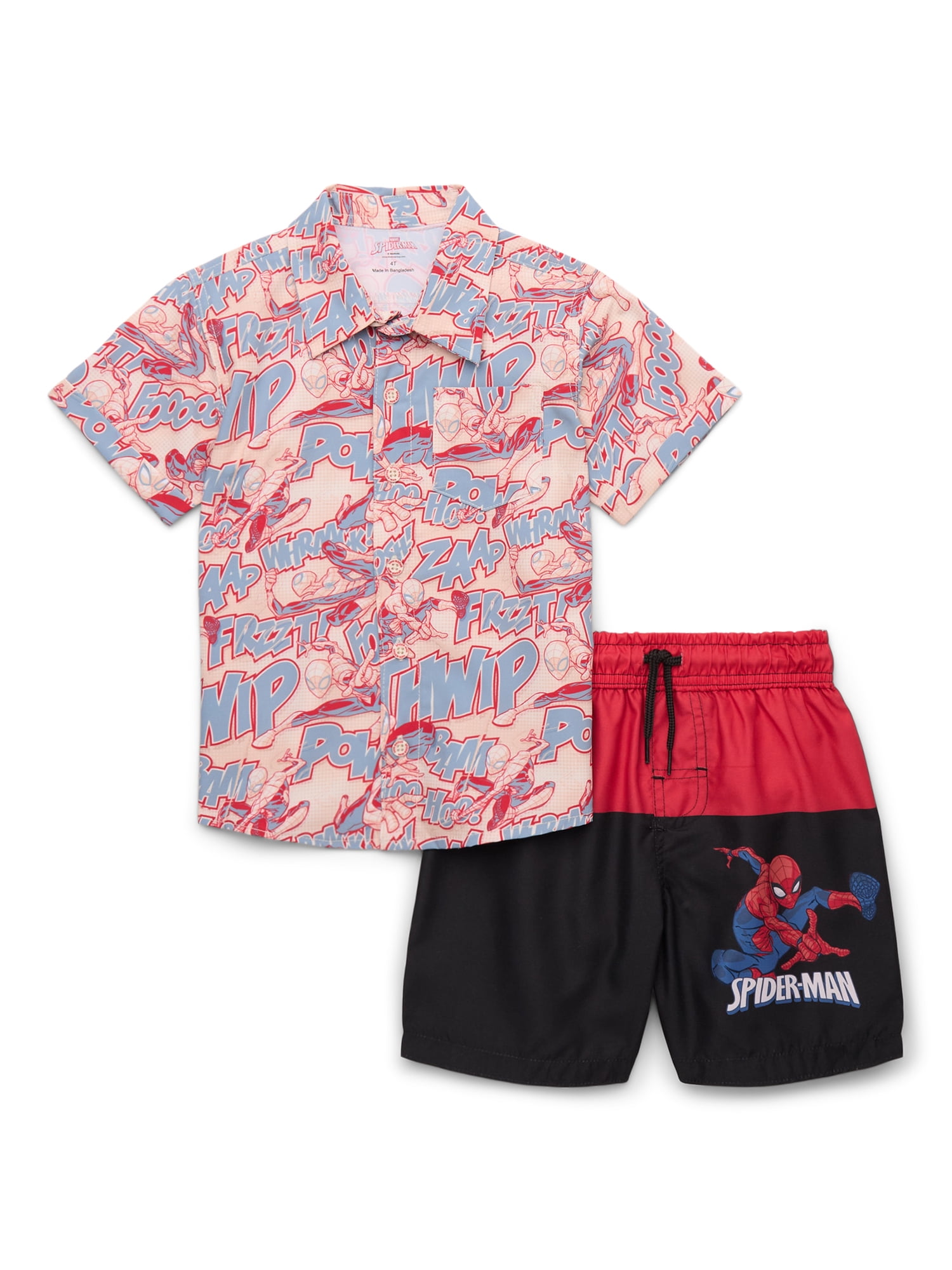 Character Toddler Boy Resort Shirt and Swim Trunk Set, 2-Piece, Sizes 12M - 5T