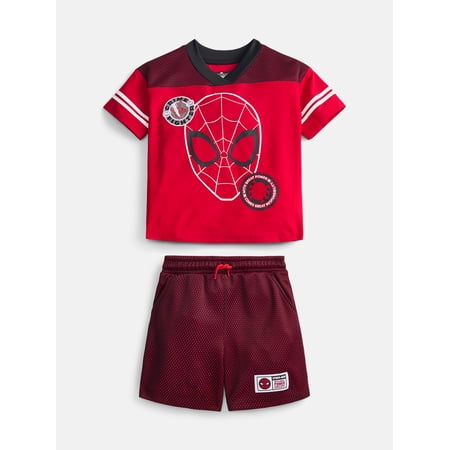 Spider-Man Toddler Boys V Neck Football Jersey and Shorts Set, 2 Piece, Sizes 12M-5T