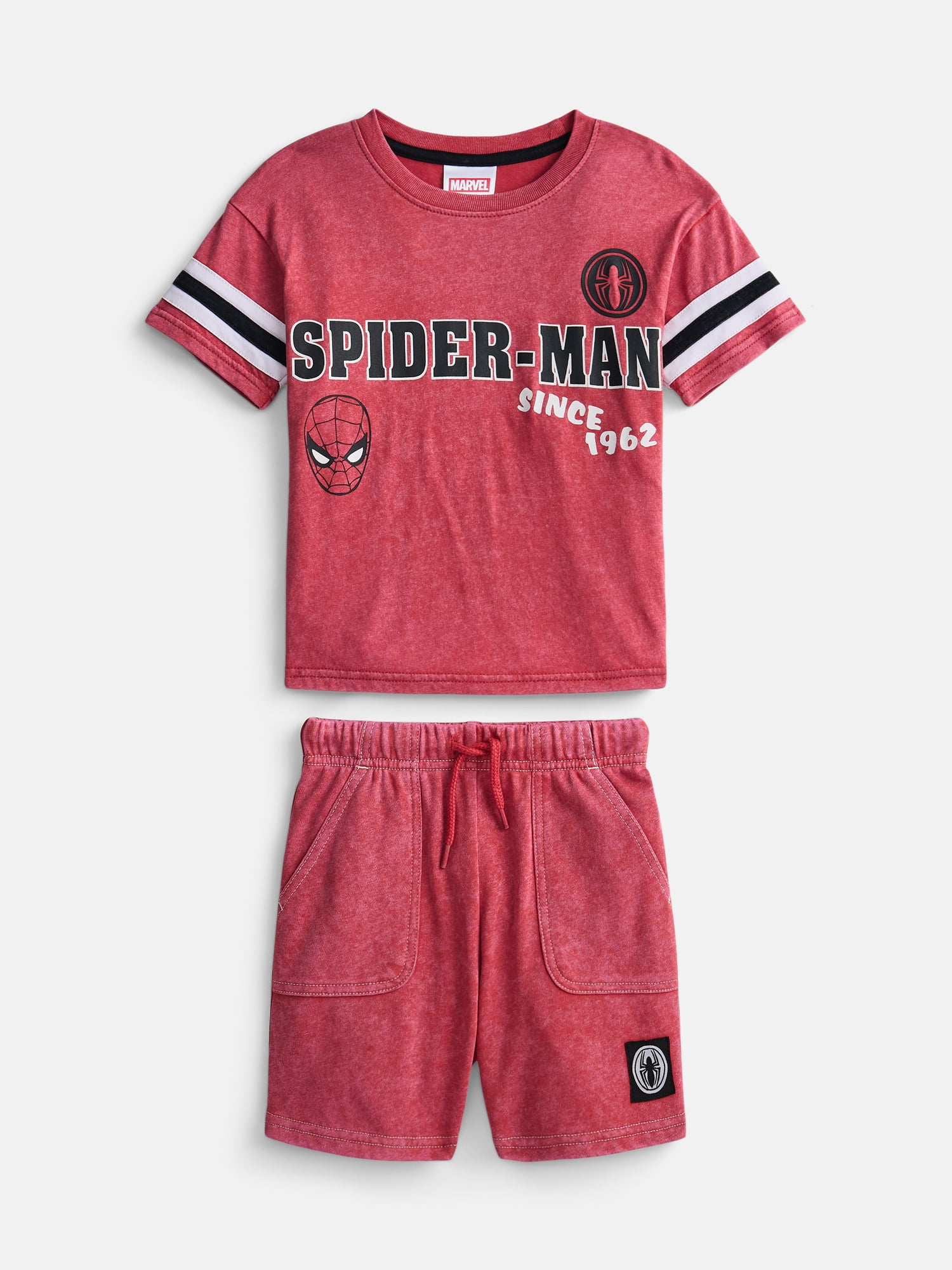 Spider-Man Toddler Boys Short Sleeve Graphic Tee and Matching Shorts Outfit Set, 2-Piece, Sizes 12M-5T