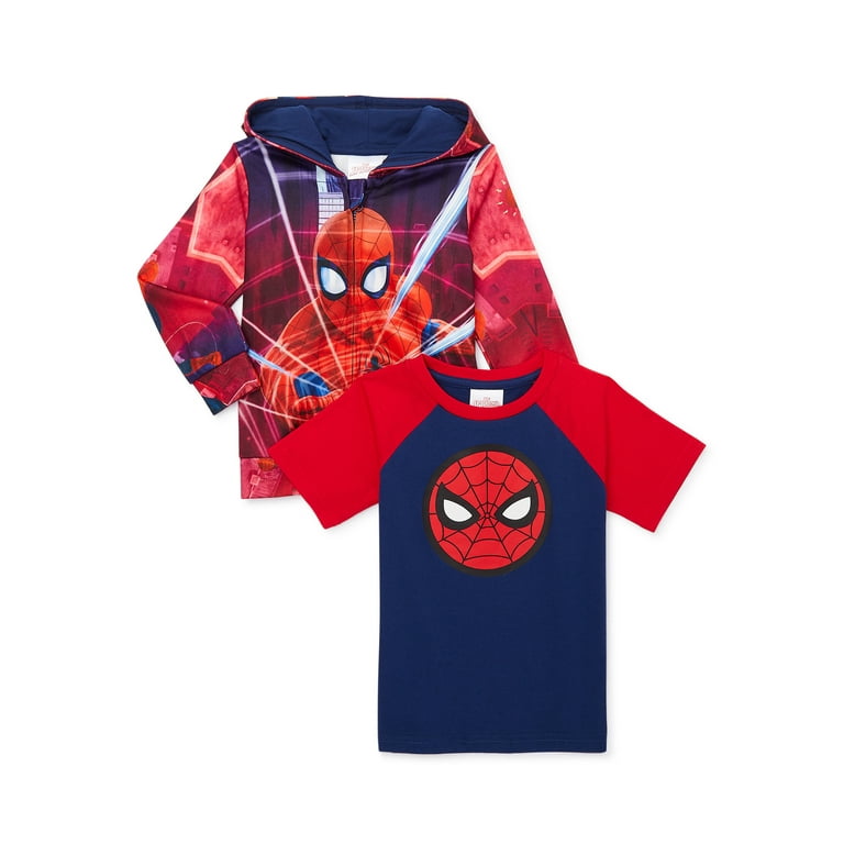 Spider Man Toddler Boys Sublimated Zip Up Hoodie and Tee 2 Piece