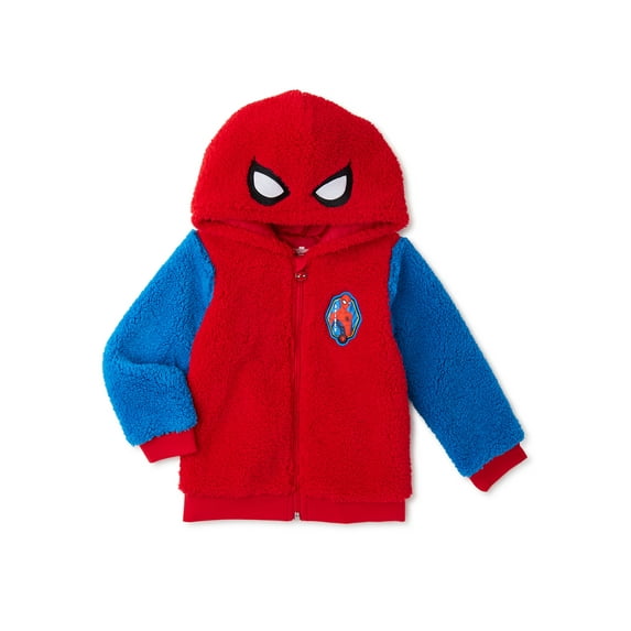 Spider-Man Toddler Cosplay Faux Sherpa Hoodie, Sizes 12M-5T