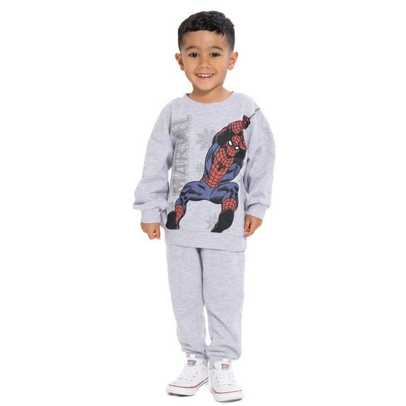 Spider-Man Toddler Long Sleeve Graphic Crewneck with Matching Jogger Pant, 2 Piece Set, Sizes 12M-5T